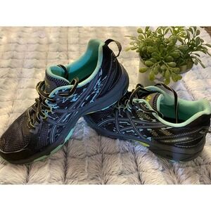 Womens Asics Gel Venture 7.5 Running Athletic Shoes Gray Black Aqua